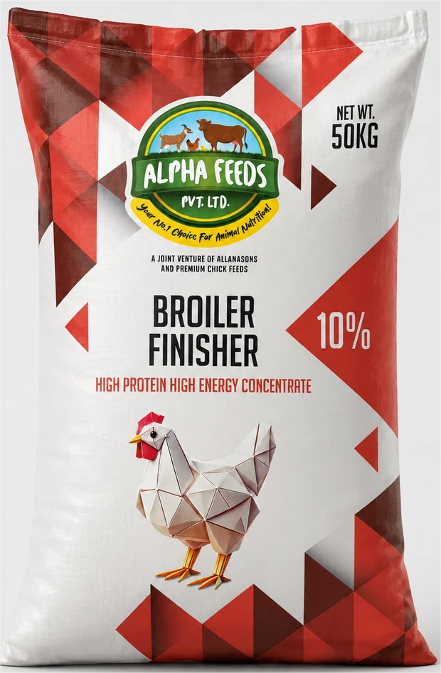 Alpha Feeds Broiler 10% Finisher concentrate, 50 kg bag