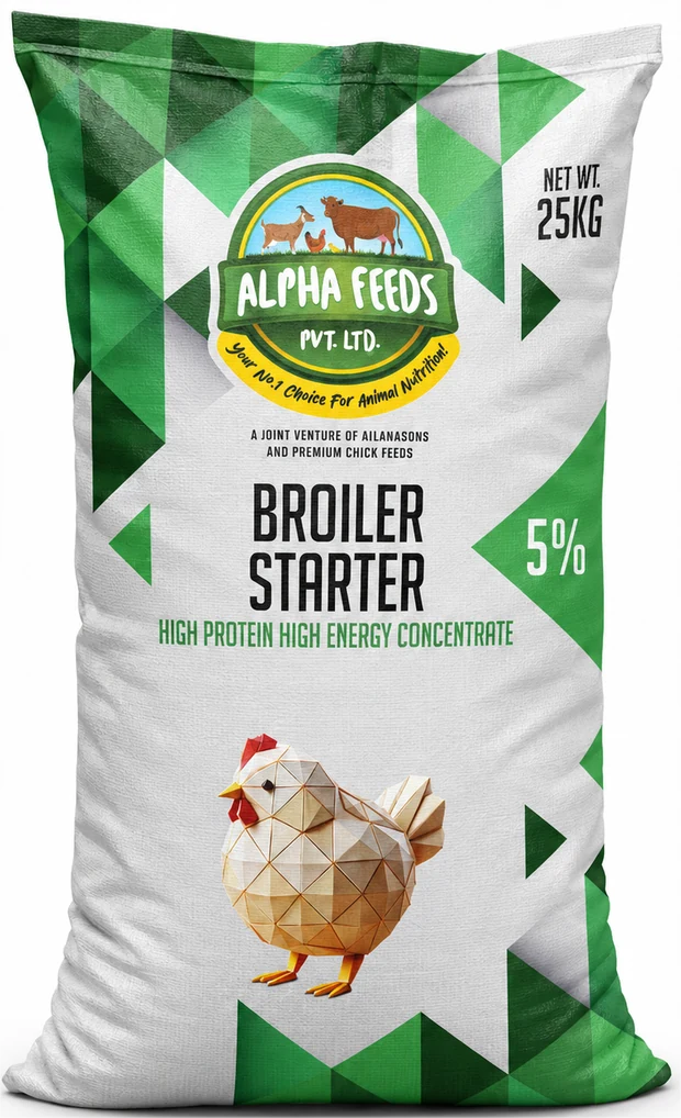 Alpha Feeds Broiler 5% Starter concentrate, 25 kg bag
