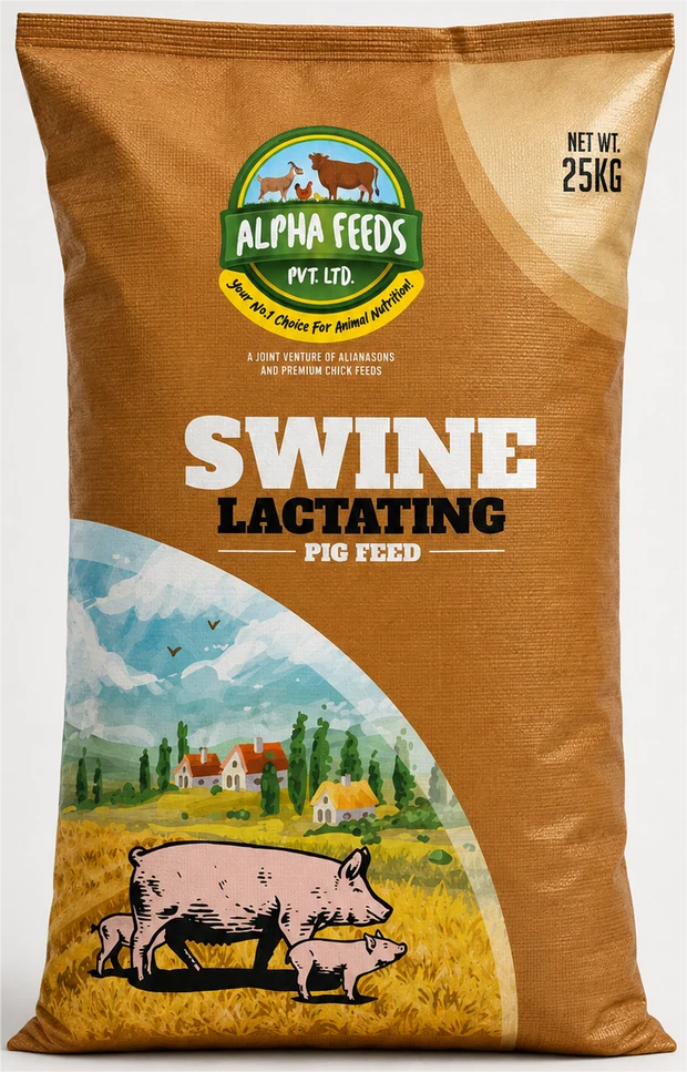 Alpha Feeds Swine Lactating pig feed concentrate, 25 kg bag