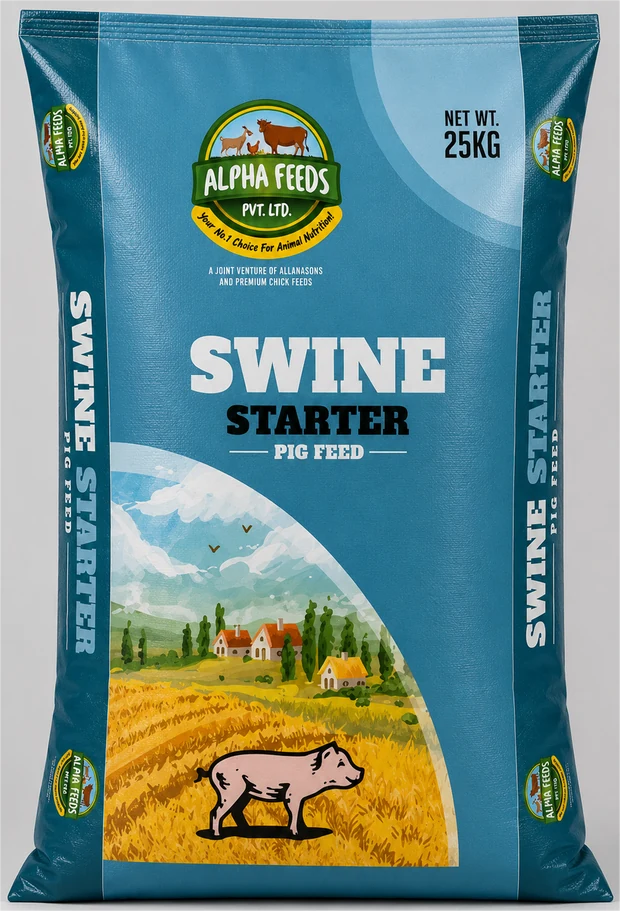 Alpha Feeds Swine Starter pig feed concentrate bag